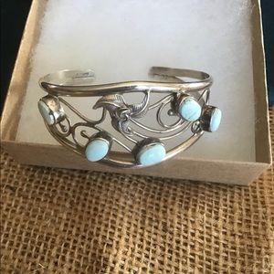 Delicate dry creek turquoise cuff sterling silver